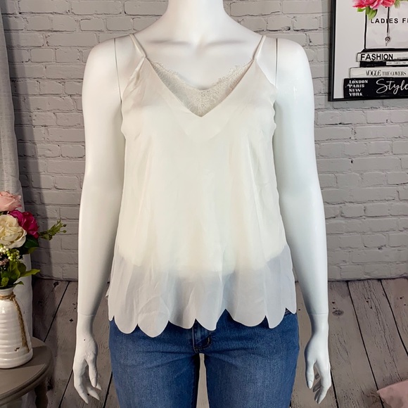 Umgee Tops - umgee Off-White W/Lace Tank Top Size: Large